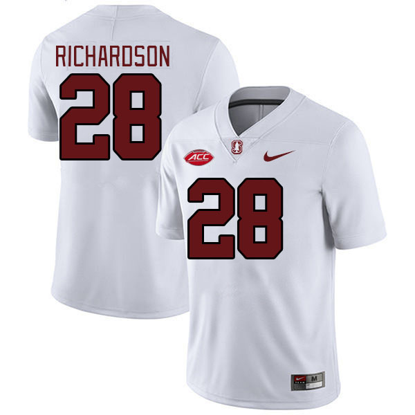 Men #28 Cam Richardson Stanford Cardinal 2024 ACC Conference College Football Jerseys Stitched-White